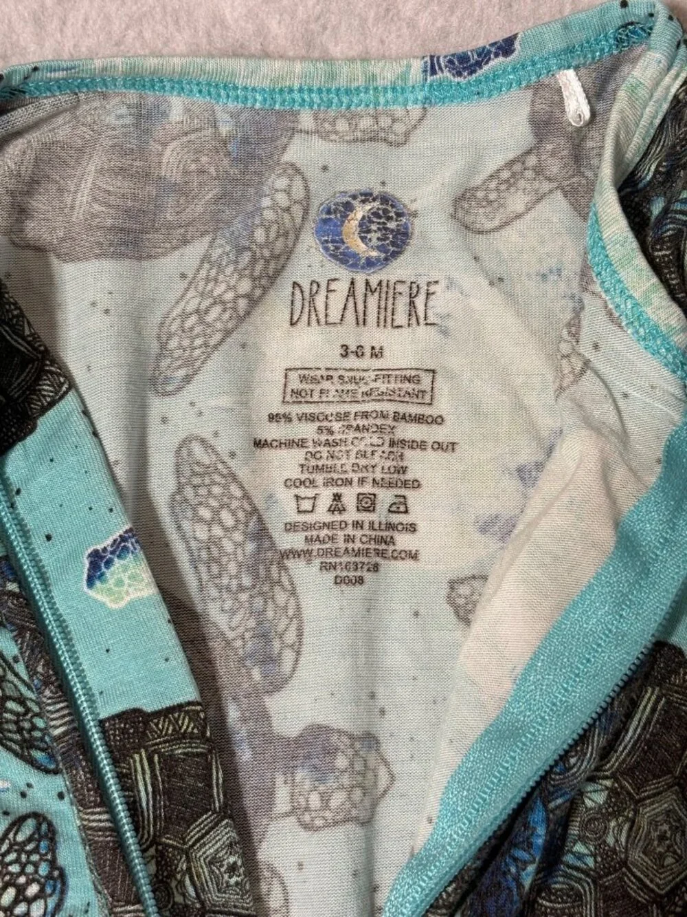Dreamiere Infant Bamboo Pajamas 3-6M Turtley Awesome Convertible Footie